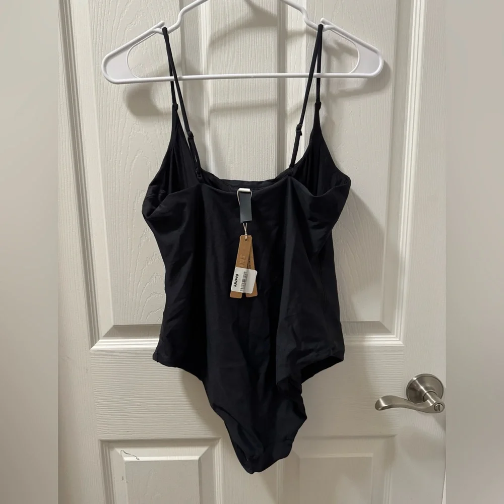 SKIMS Black Square-Neck One-Piece Swimsuit
